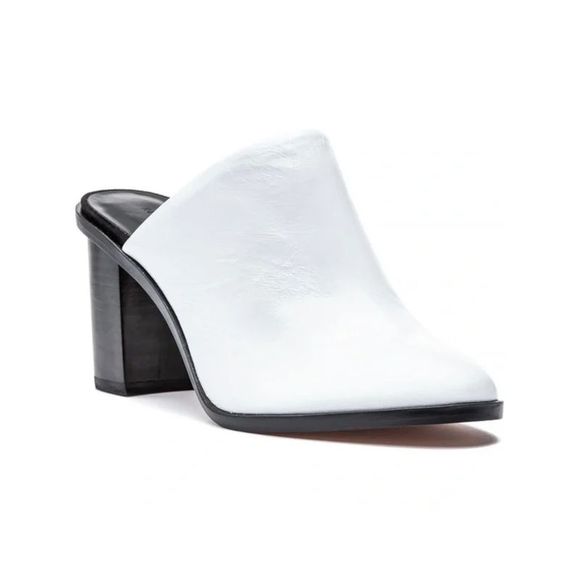 REBECCA MINKOFF Shoes - REBECCA MINKOFF Womens White Gavra Slip On Leather Heeled Mules Shoes 8 M